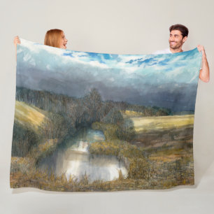 Couverture Polaire Etanche d'automne peinture aquarelle