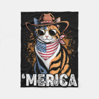 Couverture Polaire États-Unis d'Amérique Chat 4 juillet Hommes Femmes