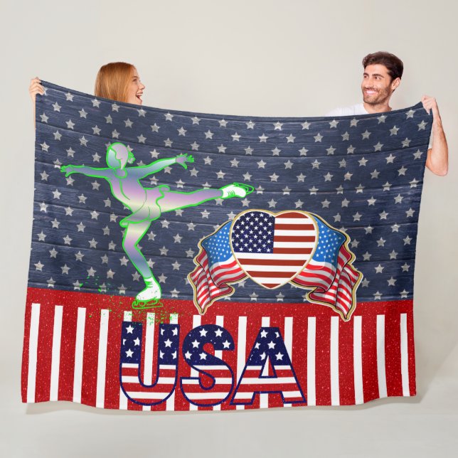 Couverture Polaire Etats-Unis patinage artistique Blanche polaire (En situation)
