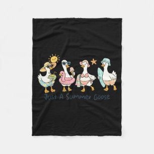 Couverture Polaire Été drôle d'oie de plage de canard mignon animal d