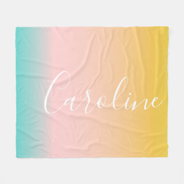 Couverture Polaire Été Pastel Gradient | Nom de script personnalisé (Devant (Horizontal))