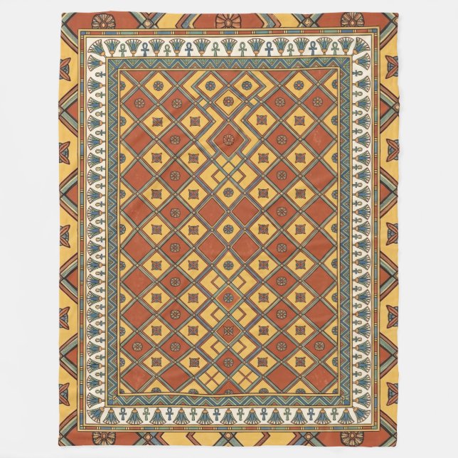 Couverture Polaire Éternité tissée : motif égyptien du Moyen Empire (Devant)