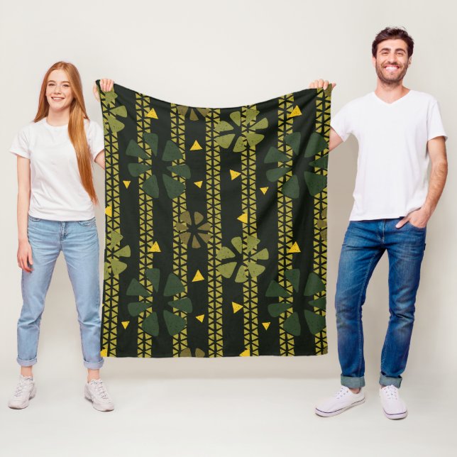 Couverture Polaire Ethnic Green Brown African Patterned (En situation)