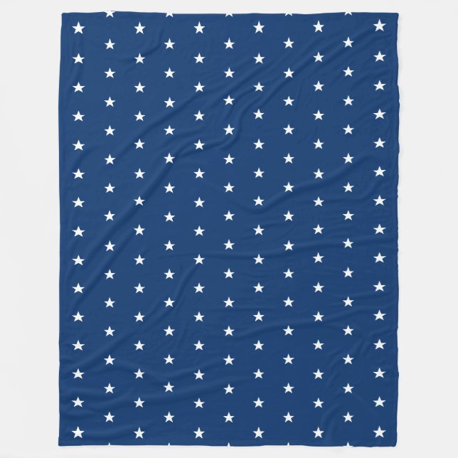 Couverture Polaire étoiles blanches bleu marine motif (Devant)