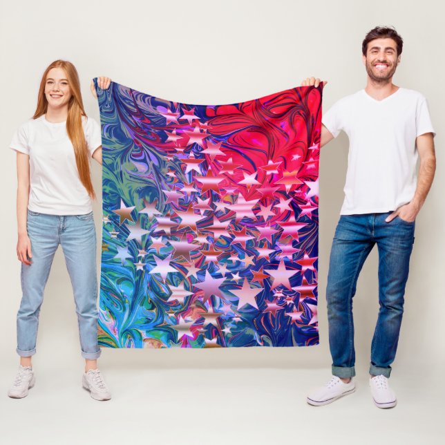 Couverture Polaire ÉTOILES DE NOËL Abstrait violet rouge Lilac (En situation)