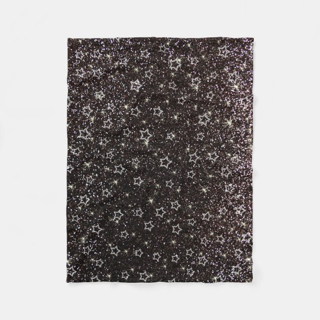 Couverture Polaire Étoiles de parties scintillant noire (Devant)
