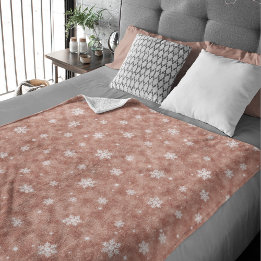 Couverture Polaire Étoiles roses de Parties scintillant d'or Snowflak