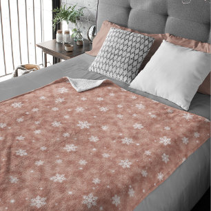 Couverture Polaire Étoiles roses de Parties scintillant d'or Snowflak