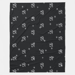 Couverture Polaire étoiles simples modernes en noir et blanc monogram