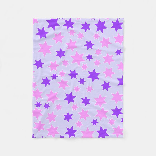 Couverture Polaire Étoiles violettes et roses (Devant)