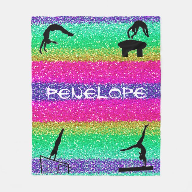 Couverture Polaire Événements de Gymnastique Féminine Plaid Arc-en-Ci (Devant)