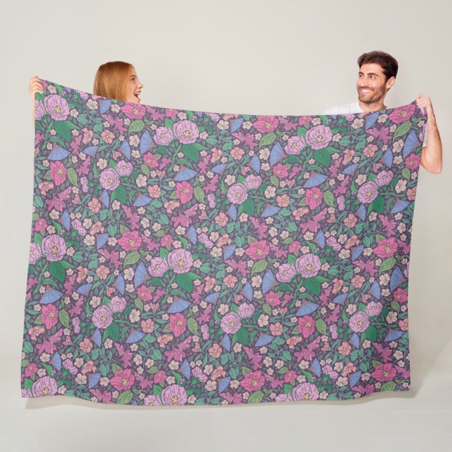 Couverture Polaire Éventails japonais de la fête des mères du jardin  (En situation)