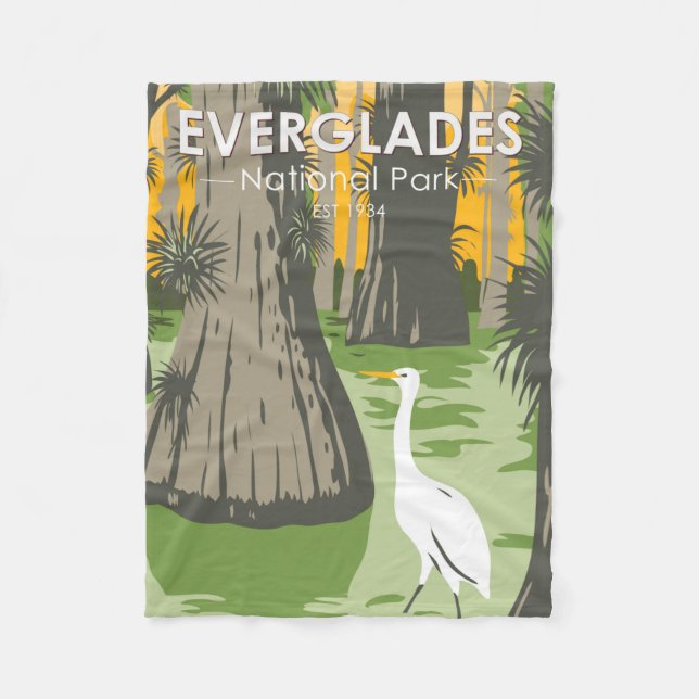 Couverture Polaire Everglades Parc National Floride Egret Vintage (Devant)