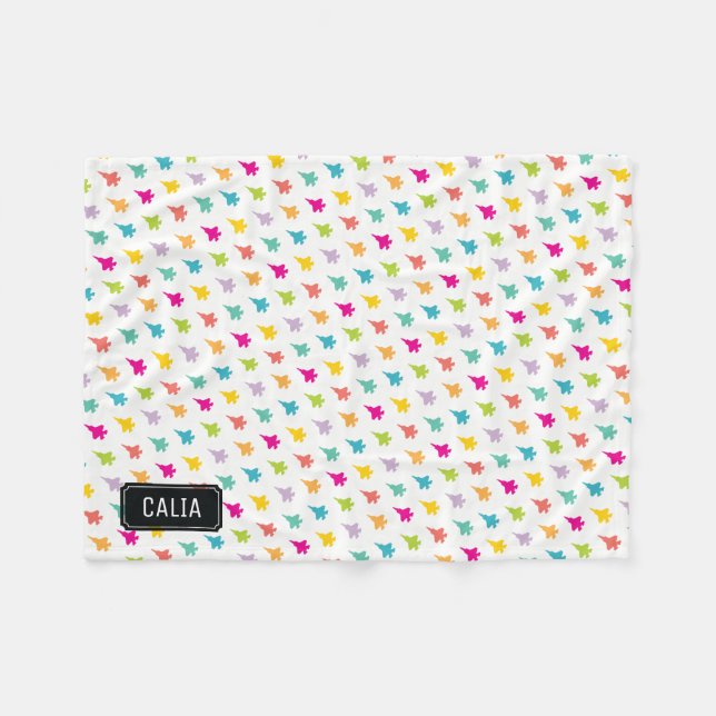 Couverture Polaire F-35 Lightning Fighter Jet Name Baby Blanket (Devant (Horizontal))
