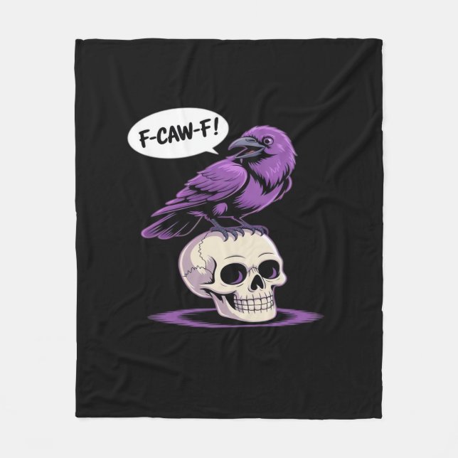 Couverture Polaire F-Caw-F Crow Skull Halloween Humor Graphic Design  (Devant)