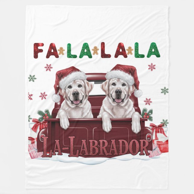 Couverture Polaire Fa La La La Labrador Noël (Devant)