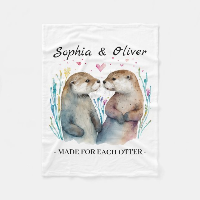 Couverture Polaire Fabriqué pour chaque Otter Love Valentine's Day (Devant)