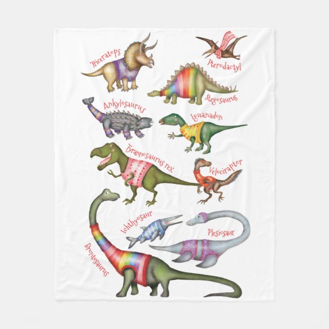 Couverture Polaire Fabuleux dinosaures blanc (Devant)