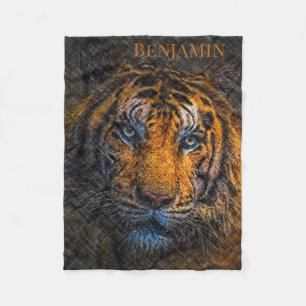 Couverture Polaire Face de tigre de nom personnalisé