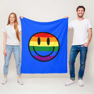 Couverture Polaire Face souriante arc-en-ciel