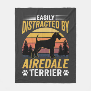 Couverture Polaire Facilement distrait par Airedale Terrier Retro Dog