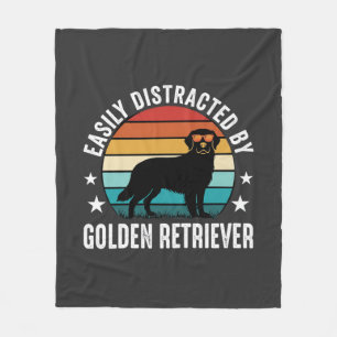 Couverture Polaire Facilement distrait par Golden Retriever Retro Sun