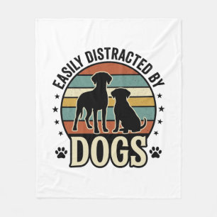 Couverture Polaire Facilement distrait par les chiens Design silhouet