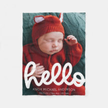 Faire-part de naissance moderne Hello avec photo