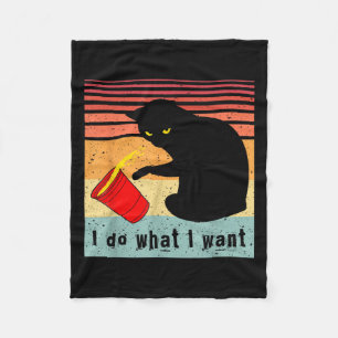 Couverture Polaire Fais ce que je veux Vintage Chat Noir Tasse Rouge