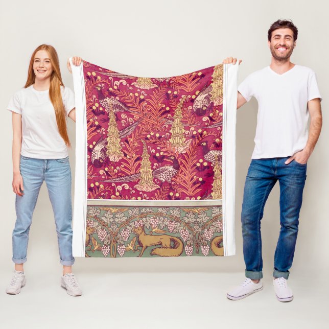 Couverture Polaire Faisan renard Art nouveau Foxglove verneuil Fleece (En situation)