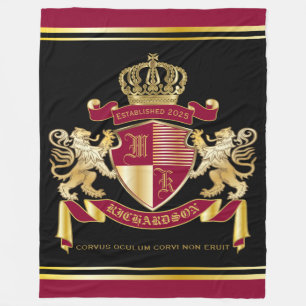 Couverture Polaire Faites votre propre blason d'armoiries d'or rouge