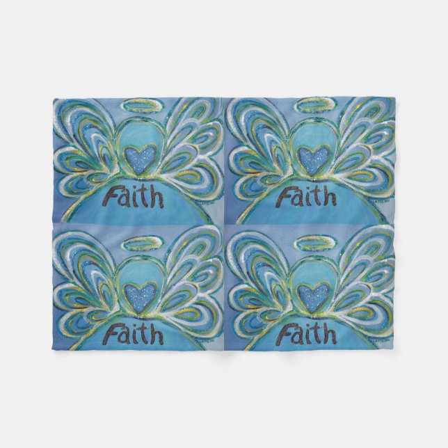 Couverture Polaire Faith Guardian Angel Art Custom Fleece Blanche (Devant (Horizontal))