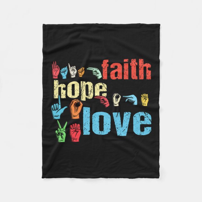 Couverture Polaire Faith Hope Love American Sign Language Christian E (Devant)