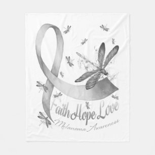 Couverture Polaire Faith Hope Love Melanoma Awareness Dragonfly