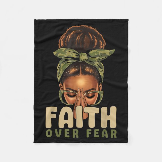 Couverture Polaire Faith Over Fear Christian Camo African American Af (Devant)
