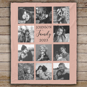 Couverture Polaire Famille 11 Photo Collage Dusty rose polaire couver