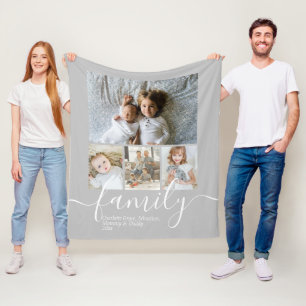Couverture Polaire Famille de collage de photos et de textes personna