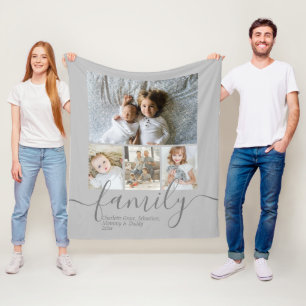 Couverture Polaire Famille de collage de photos et de textes personna