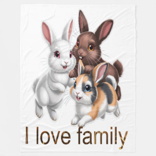 Couverture Polaire Famille de lapins