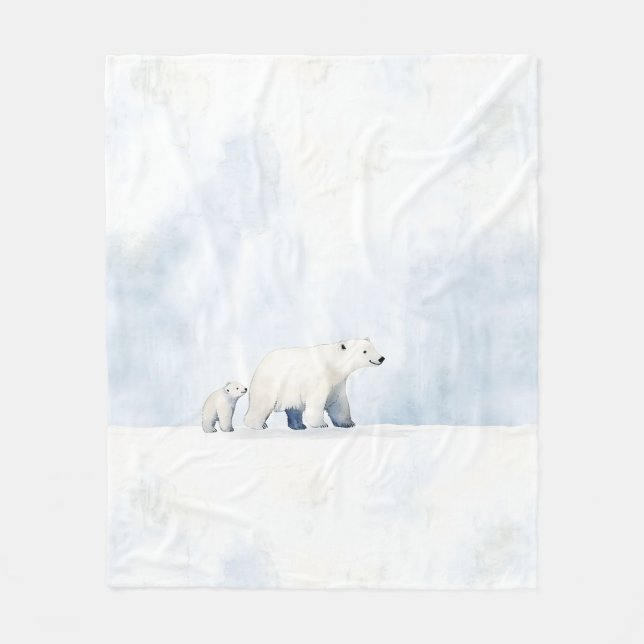 Couverture Polaire Famille d'ours polaire arctique (Devant)