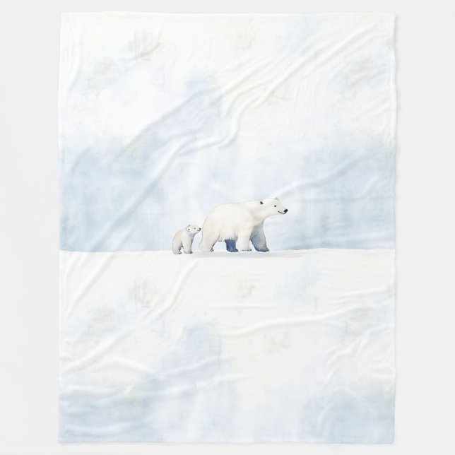 Couverture Polaire Famille d'ours polaire arctique (Devant)
