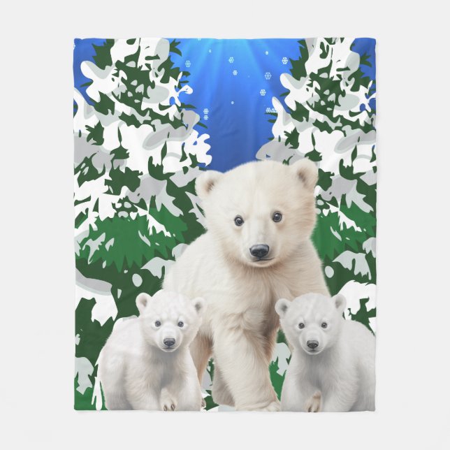 Couverture Polaire Famille d'ours polaires (Devant)