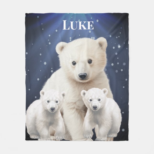 Couverture Polaire Famille d'ours polaires (Devant)