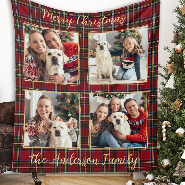 Couverture Polaire Famille Noël Plaid Photo personnalisée Collage (Créateur téléchargé)