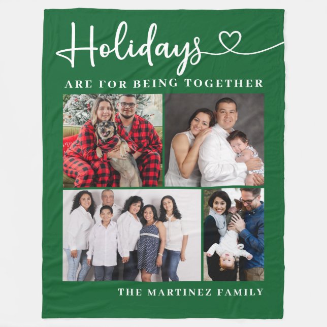 Couverture Polaire Famille personnalisée 4 Photo Collage Holiday (Devant)