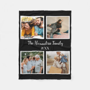 Couverture Polaire Famille personnalisée 4 photo collage modèle