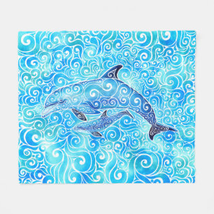 Couverture Polaire Famille tourbillonnant de dauphins