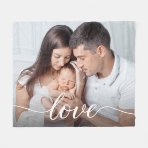 Couverture Polaire Family Love Script Photo personnalisée