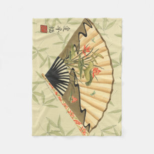 Couverture Polaire Fan de geisha avec le feuille et l'impression