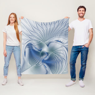 Couverture Polaire Fantaisie dynamique Abstrait Tons bleus Art fracta